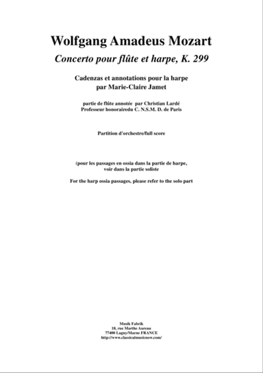 Wolfgang Amadeus Mozart: Concerto for flute and harp, K. 299, full score