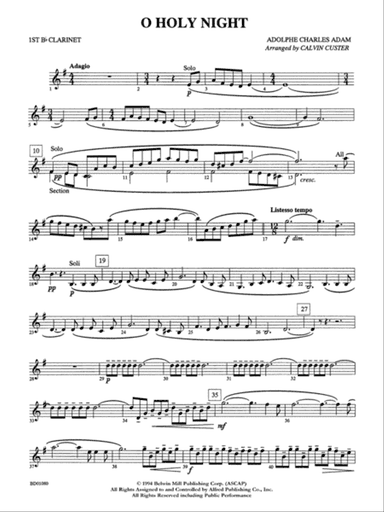 O Holy Night: 1st B-flat Clarinet