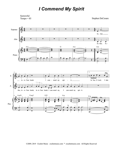 I Commend My Spirit (for 2-part choir - (SA)