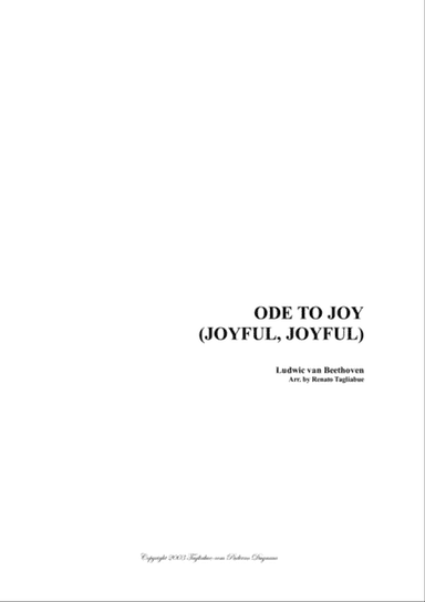 ODE TO JOY (JOYFULL, JOYFULL) - Beethoven - Arr. for Piano/Organ