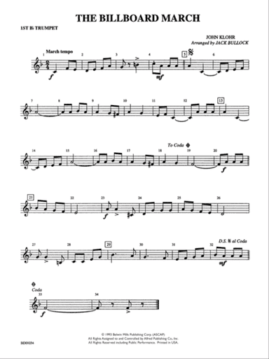 The Billboard March: 1st B-flat Trumpet