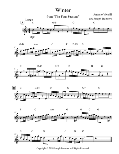 "Winter" from the Four Seasons by Antonio Vivaldi - Guitar