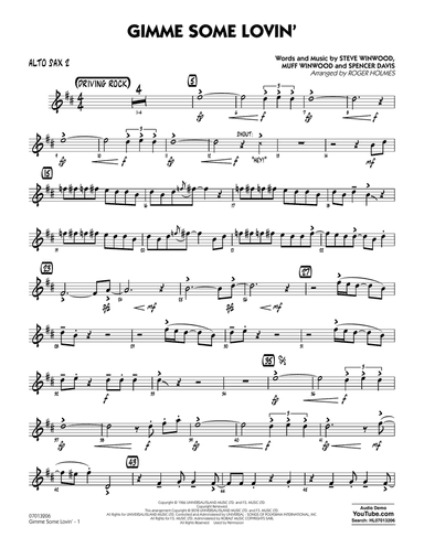 Gimme Some Lovin' - Alto Sax 2