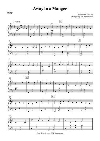 Away in a Manger - Easy Harp Solo