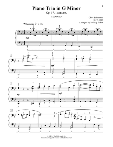 Piano Trio In G Minor, Op. 17, 1st Mvmt (arr. Melody Bober)