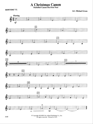 A Christmas Canon (Pachelbel Canon / The First Noel): Baritone T.C.