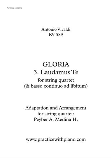 Vivaldi - RV 589, GLORIA - 3. Laudamus Te, for string quartet