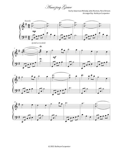 Amazing Grace (Piano Solo, Contemporary)