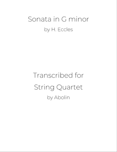 Eccles: Sonata in G minor - String Quartet