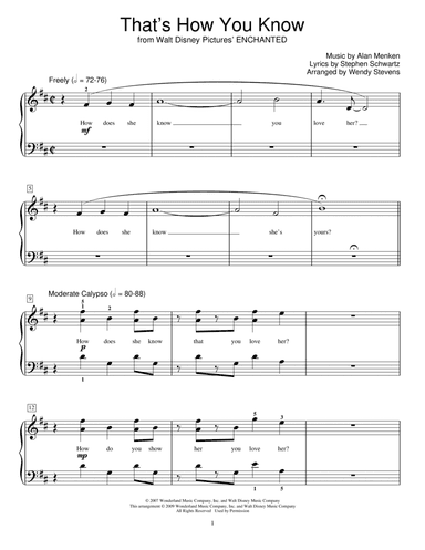 That's How You Know (from Enchanted) (arr. Wendy Stevens)