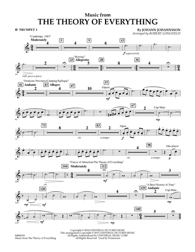 Music from "The Theory of Everything" - Bb Trumpet 1