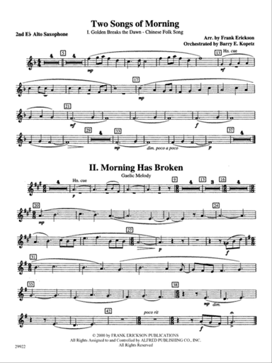 Two Songs of Morning: 2nd E-flat Alto Saxophone