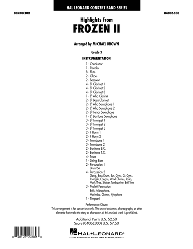 Highlights from Disney's Frozen 2 (arr. Michael Brown) - Conductor Score (Full Score)