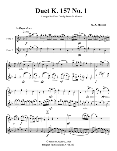 Mozart: K. 157 Complete - Three Duets for Flute Duo