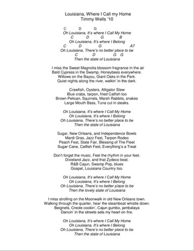 Louisiana, Where I Call my Home