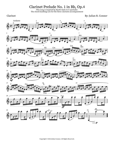 Clarinet Prelude No. 1 in Bb, Op.4