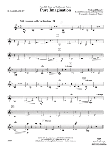 Pure Imagination (from Willy Wonka and the Chocolate Factory): B-flat Bass Clarinet