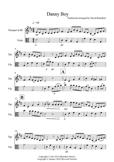 Danny Boy for Trumpet and Viola Duet