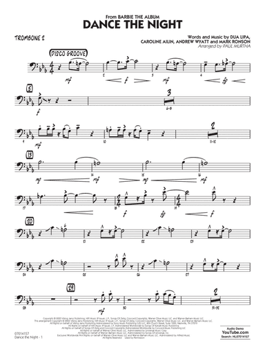 Dance The Night (from Barbie) (arr. Murtha) - Trombone 2