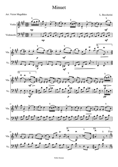 Minuet - Luigi Boccherini - Violin and Cello Duet