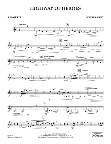 Highway of Heroes - Bb Clarinet 2