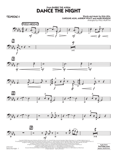 Dance The Night (from Barbie) (arr. Murtha) - Trombone 4
