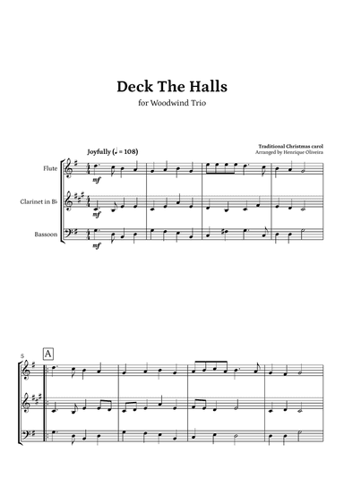 Deck The Halls (Flute, Clarinet and Bassoon) | Christmas Carol