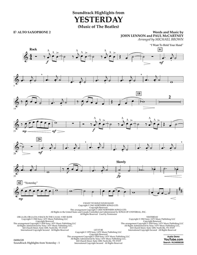 Highlights from Yesterday (Music Of The Beatles) (arr. Michael Brown) - Eb Alto Saxophone 2