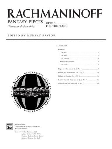 Rachmaninoff: Fantasy Pieces, Opus 3