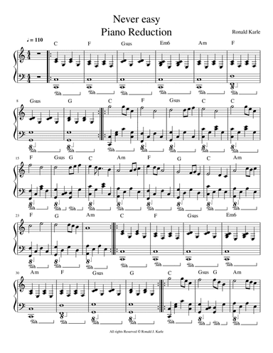 Never Easy Piano Reduction