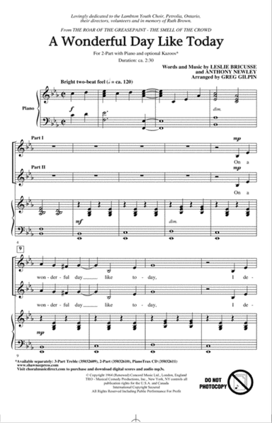 A Wonderful Day Like Today (arr. Greg Gilpin)