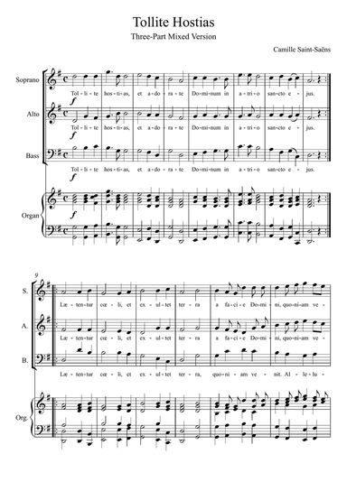 Camille Saint-Saëns - Tollite hostias (SAB Choir)