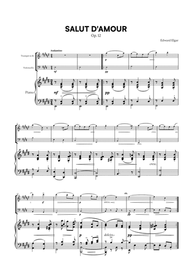 Edward Elgar - Salut d'Amour for Trumpet in Bb, Cello and Piano
