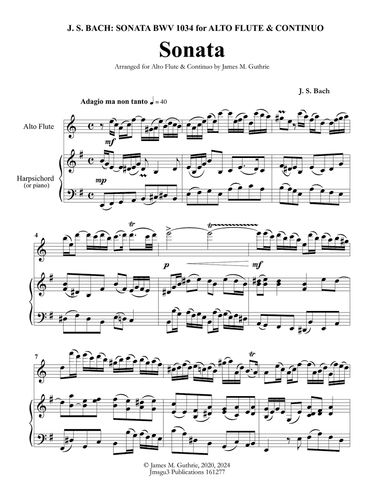 BACH: Sonata in E Minor BWV 1034 for Alto Flute & Continuo