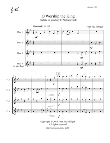 O Worship the King: Prelude on a Melody by William Croft for Flutes
