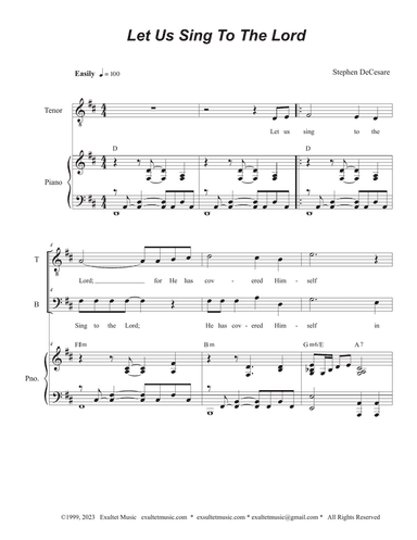 Let Us Sing To The Lord (Duet for Tenor and Bass solo)