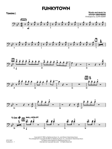 Funkytown (arr. John Berry) - Trombone 1