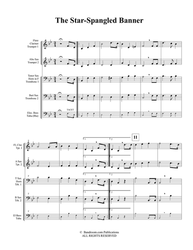 THE STAR-SPANGLED BANNER (USA National Anthem) - for pep band, basketball band, jazz combo, small j