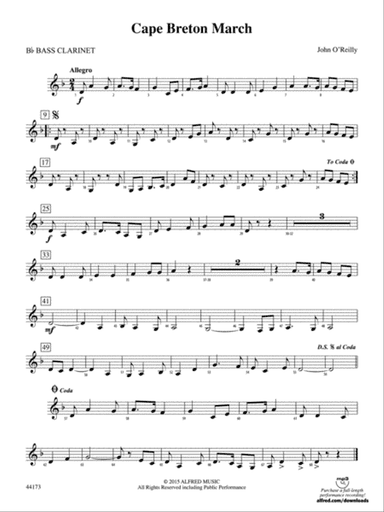 Cape Breton March: B-flat Bass Clarinet