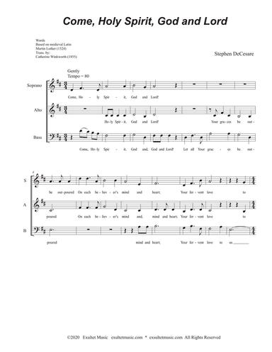 Come, Holy Spirit, God and Lord (for SAB)