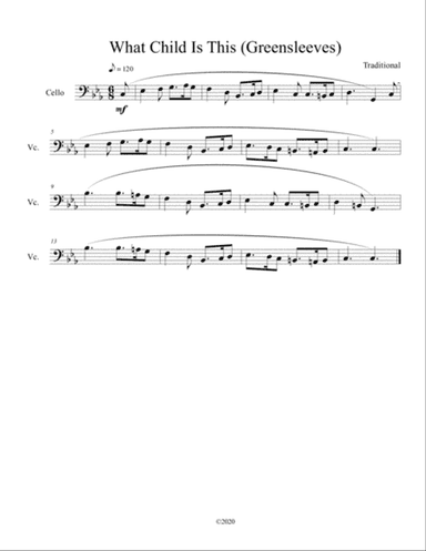 What Child Is This (Greensleeves) for solo cello