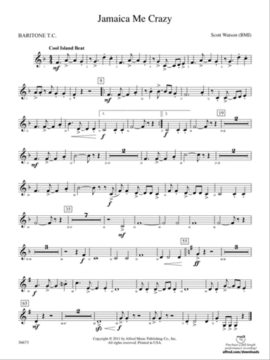 Jamaica Me Crazy: (wp) Baritone T.C.