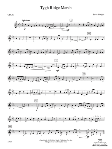 Tygh Ridge March: Oboe
