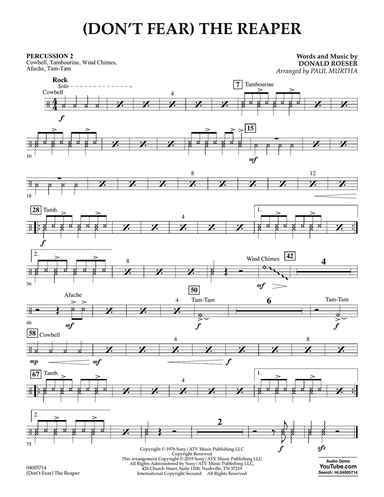 (Don't Fear) The Reaper (arr. Paul Murtha) - Percussion 2