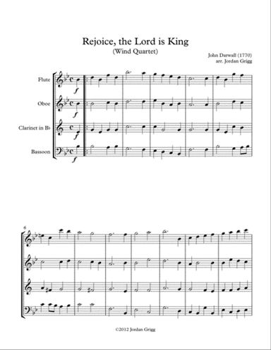 Rejoice, the Lord is King (Wind Quartet)