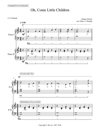 Oh, Come Little Children, piano duet