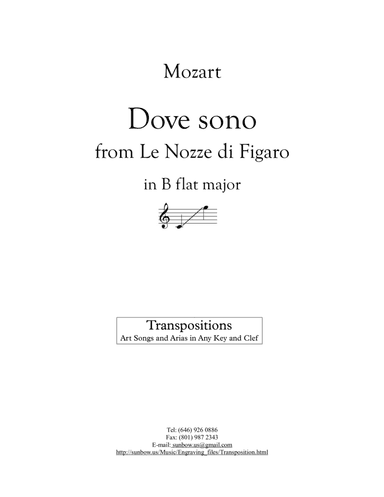 Mozart: Dove sono (transposed to B flat Major)