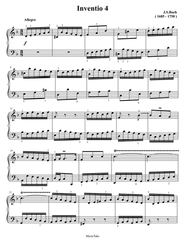 Bach Invention 4 in D minor BWV 775
