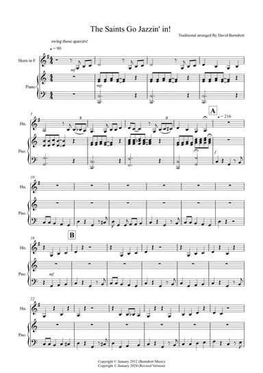 The Saints Go Jazzin' In for Euphonium and Piano