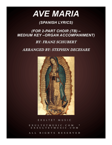 Ave Maria (Spanish Lyrics - for 2-part choir (TB) - Medium Key - Organ)